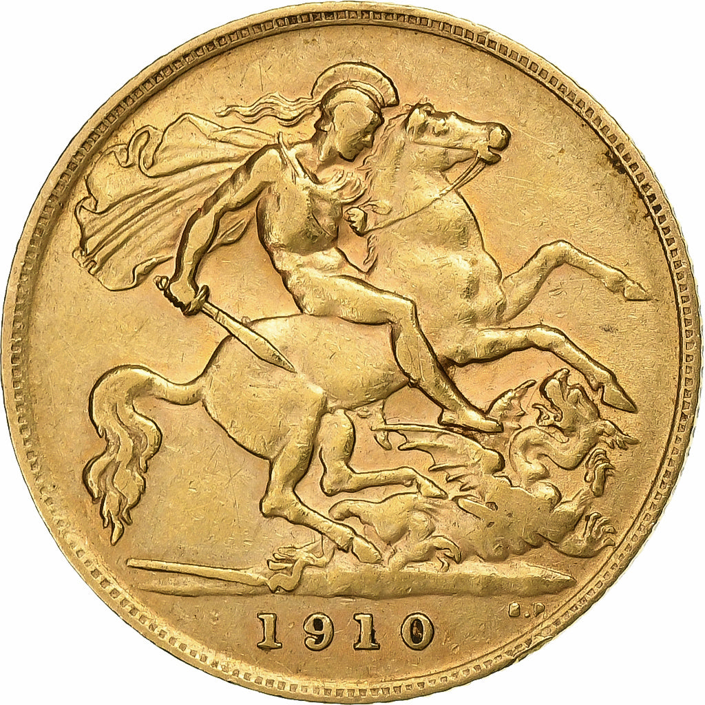 Great Britain, Edward VII, 1/2 Sovereign, 1910, Gold, EF(40-45), KM:804