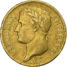 França, Napoleon I, 40 Francs, 1812, Paris, Dourado, EF(40-45), Gadoury:1084