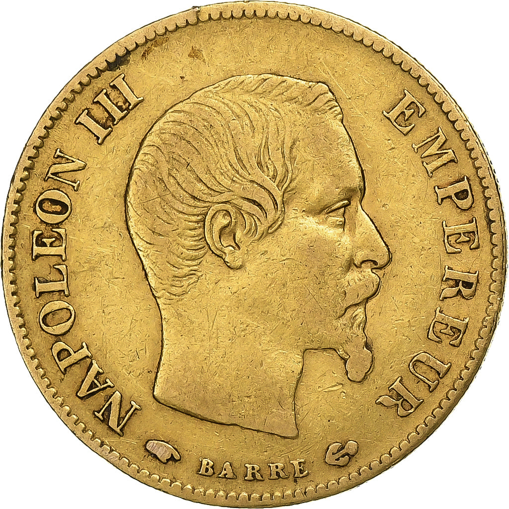 Francia, Napoleon III, 10 Francs, 1859, Paris, Oro, MB+, Gadoury:1014, KM:784.3