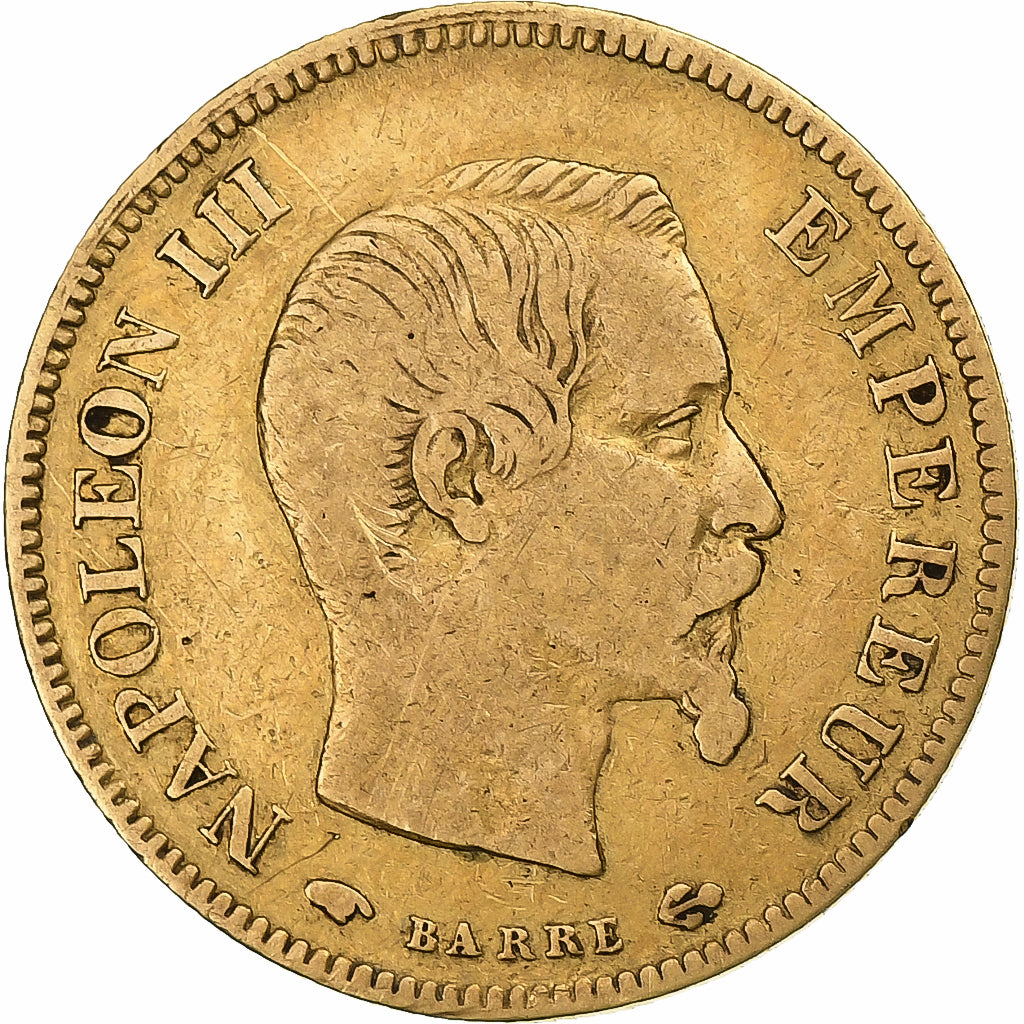 Francia, Napoleon III, 10 Francs, 1857, Paris, Oro, BC+, Gadoury:1014, KM:784.3