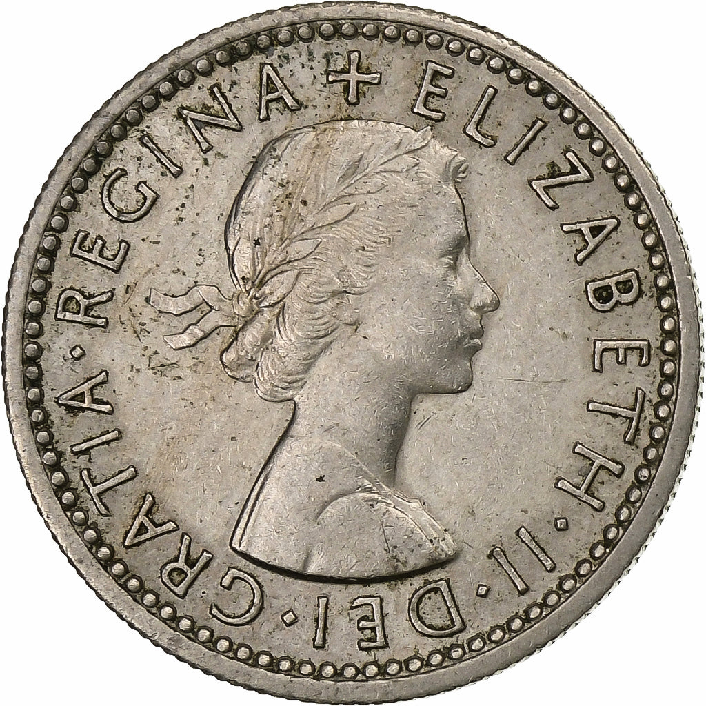 Wielka Brytania, Elizabeth II, 6 Pence, 1955, Miedź-Nikiel, EF(40-45), KM:903