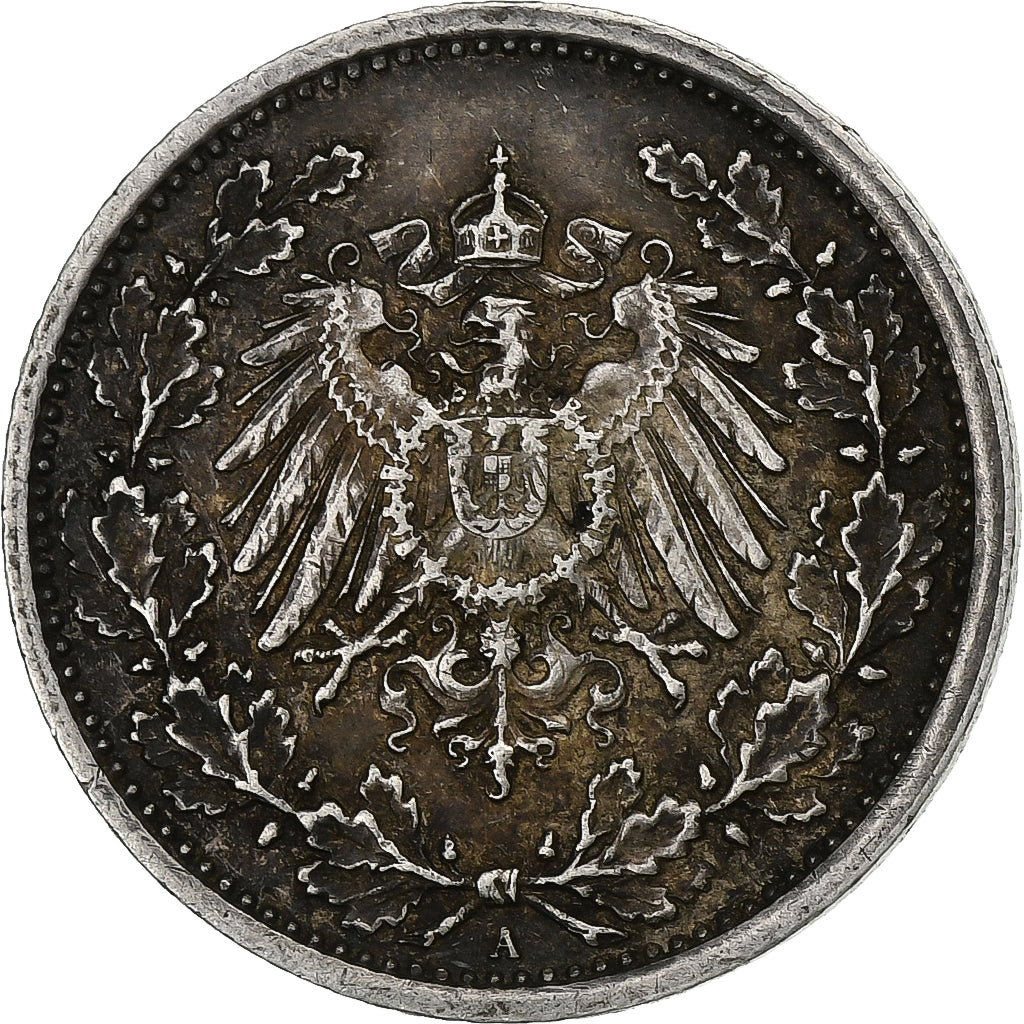 DUITSLAND - KEIZERRIJK, Wilhelm II, 1/2 Mark, 1917, Berlin, Zilver, ZF, KM:17