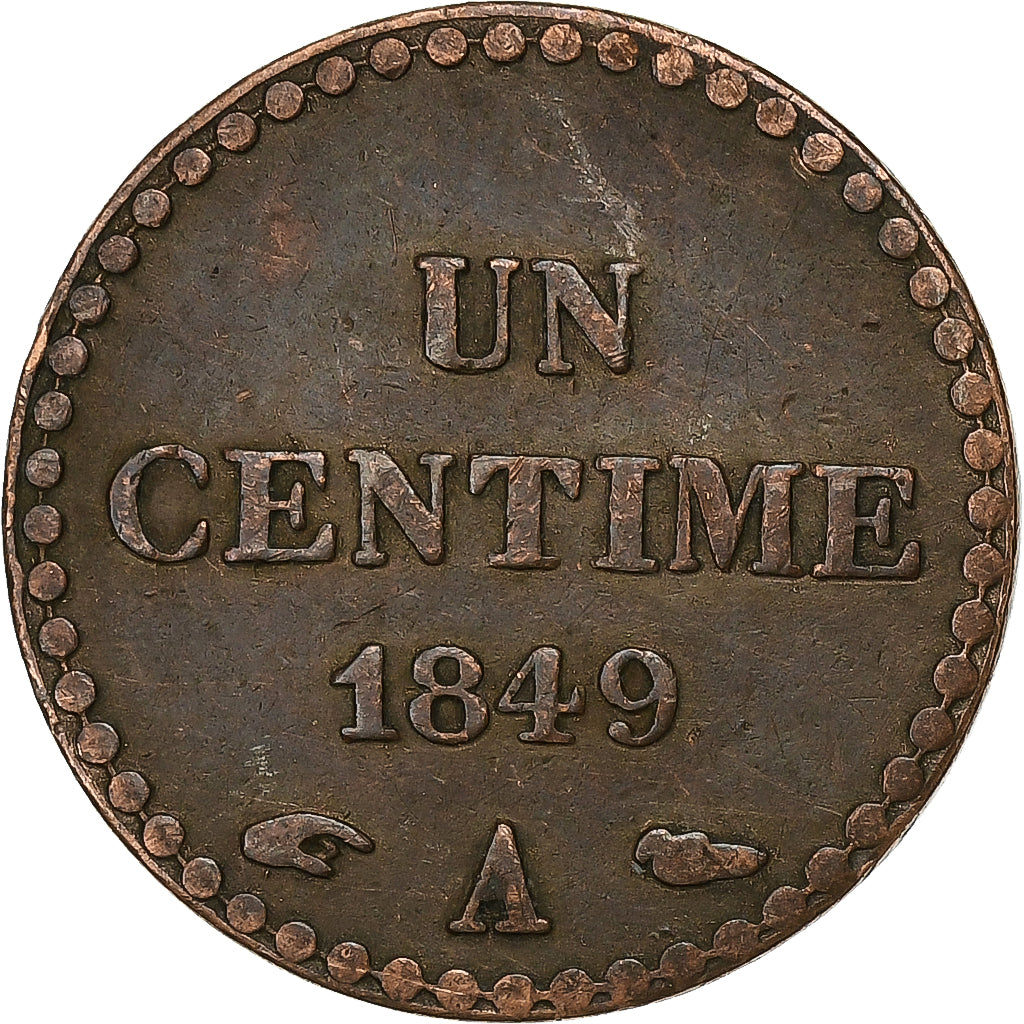 Francja, Centime, Dupré, 1849, Paris, Brązowy, EF(40-45), Gadoury:84, KM:754