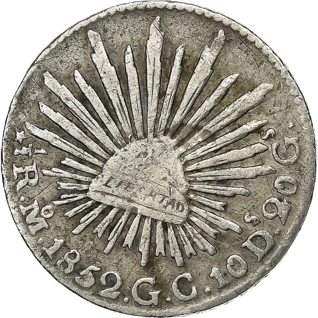 Mexico, 1/2 Réal, 1852, Mexico City, Silver, VF(20-25), KM:370.9
