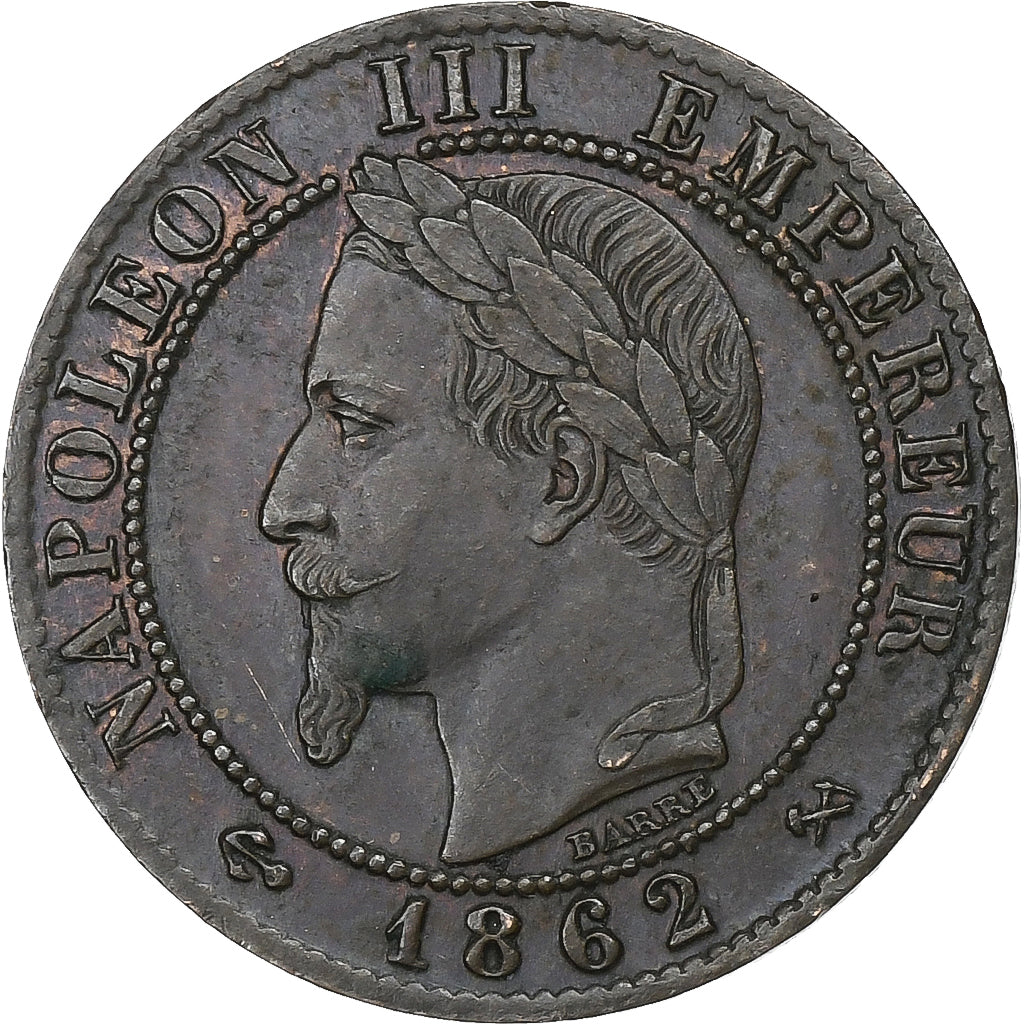 Frankreich, Napoleon III, Centime, 1862, Bordeaux, Bronze, SS, Gadoury:87