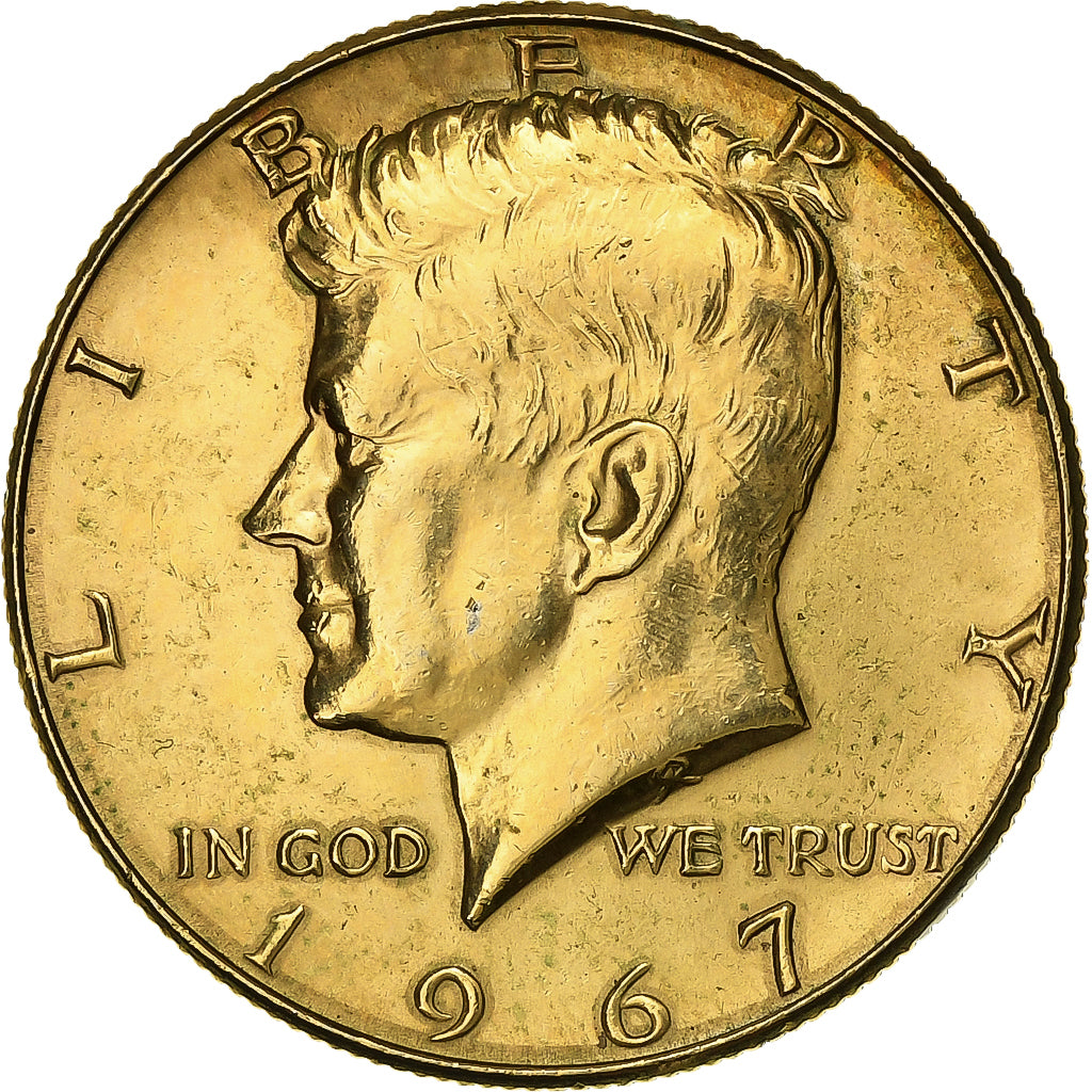 United States, Half Dollar, Kennedy, 1967, U.S. Mint, Doré, Silver, AU(55-58)