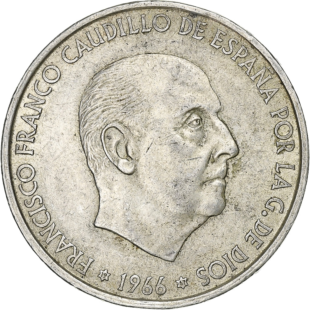 Espagne, Caudillo and regent, 100 Pesetas, 1966 (67), Madrid, Argent, TTB+