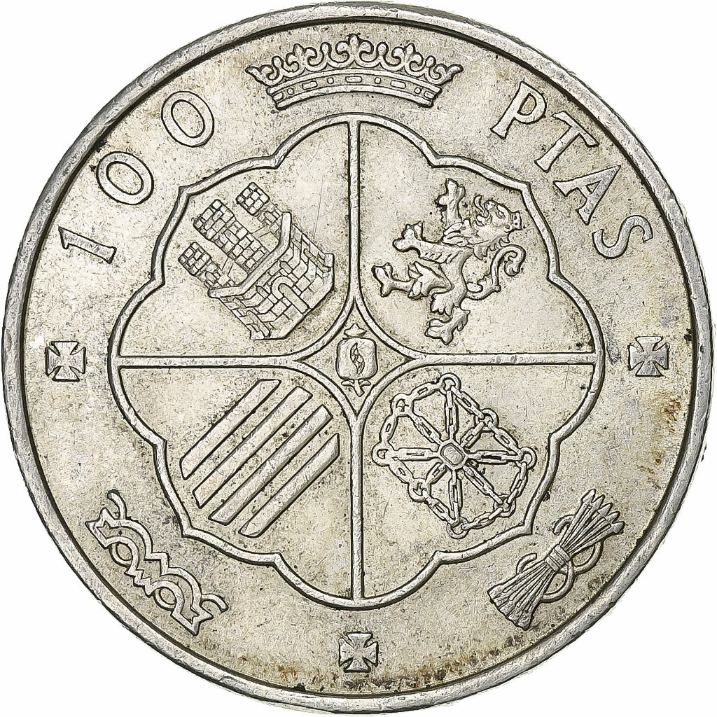 Espagne, Caudillo and regent, 100 Pesetas, 1966 (67), Madrid, Argent, TTB+