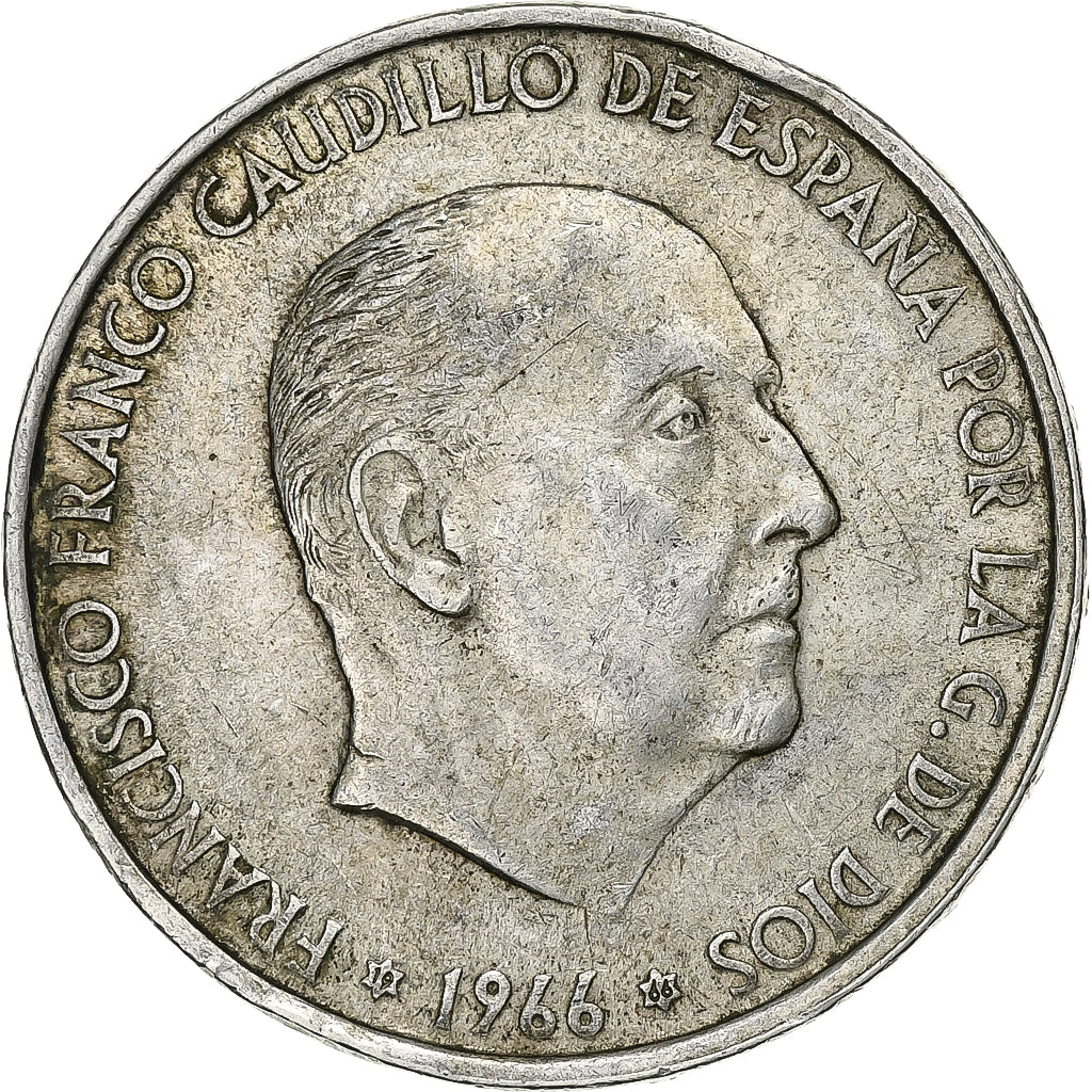 Espagne, Caudillo and regent, 100 Pesetas, 1966 (66), Madrid, Argent, TTB