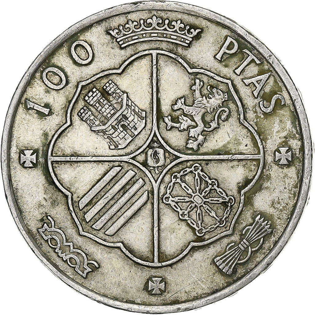 Espagne, Caudillo and regent, 100 Pesetas, 1966 (66), Madrid, Argent, TTB