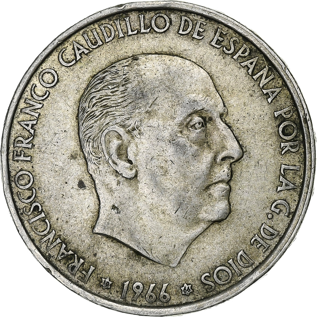 Espagne, Caudillo and regent, 100 Pesetas, 1966 (66), Madrid, Argent, TTB