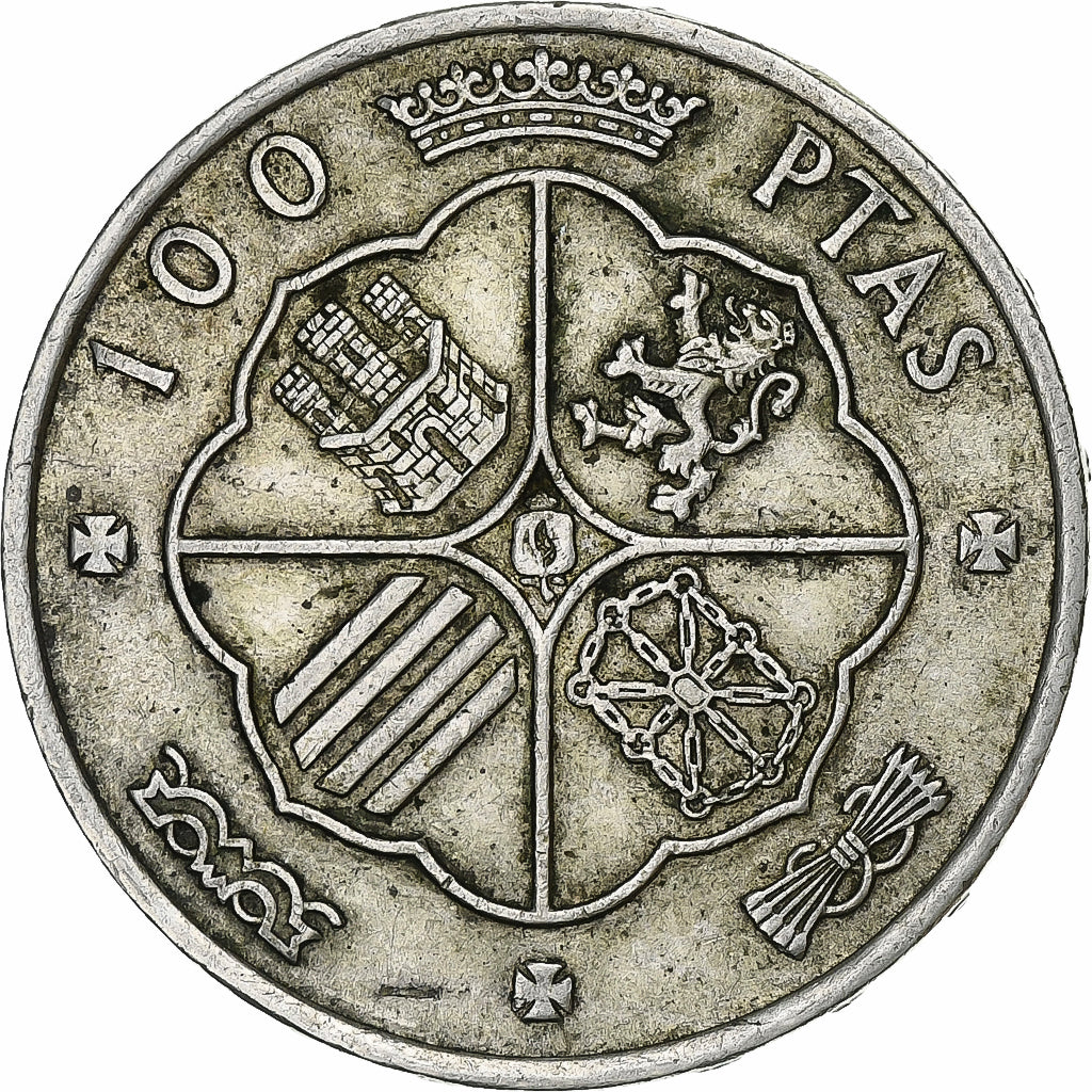 Espagne, Caudillo and regent, 100 Pesetas, 1966 (66), Madrid, Argent, TTB