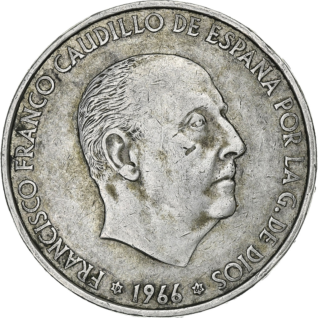 Spagna, Caudillo and regent, 100 Pesetas, 1966 (66), Madrid, Argento, BB, KM:797