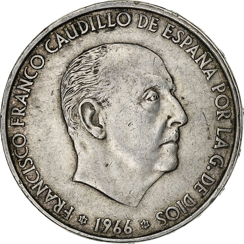 Espagne, Caudillo and regent, 100 Pesetas, 1966 (66), Madrid, Argent, TTB