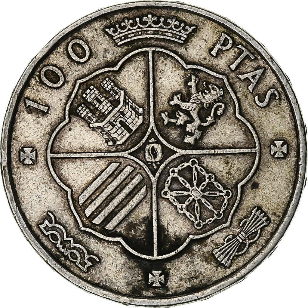 Espagne, Caudillo and regent, 100 Pesetas, 1966 (66), Madrid, Argent, TTB