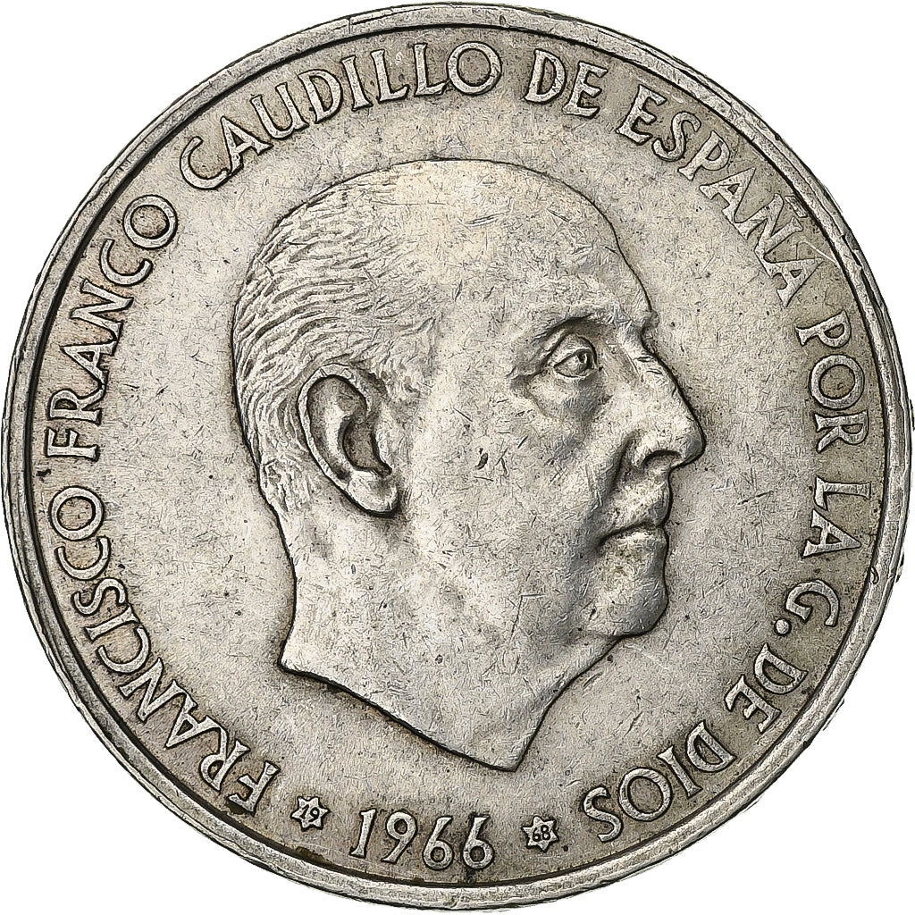 Spain, Caudillo and regent, 100 Pesetas, 1966 (68), Madrid, Silver, AU(50-53)