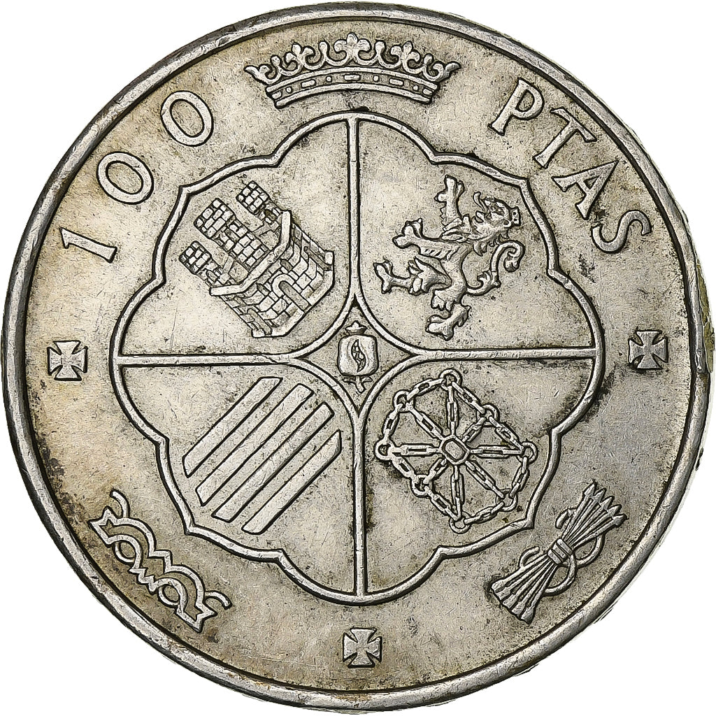 Espagne, Caudillo and regent, 100 Pesetas, 1966 (68), Madrid, Argent, TTB+