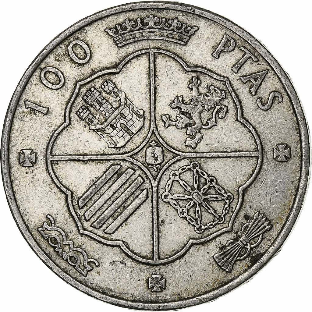 Espagne, Caudillo and regent, 100 Pesetas, 1966 (68), Madrid, Argent, TTB