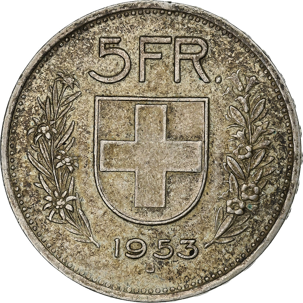 Schweiz, 5 Francs, 1953, Bern, Silber, SS, KM:40