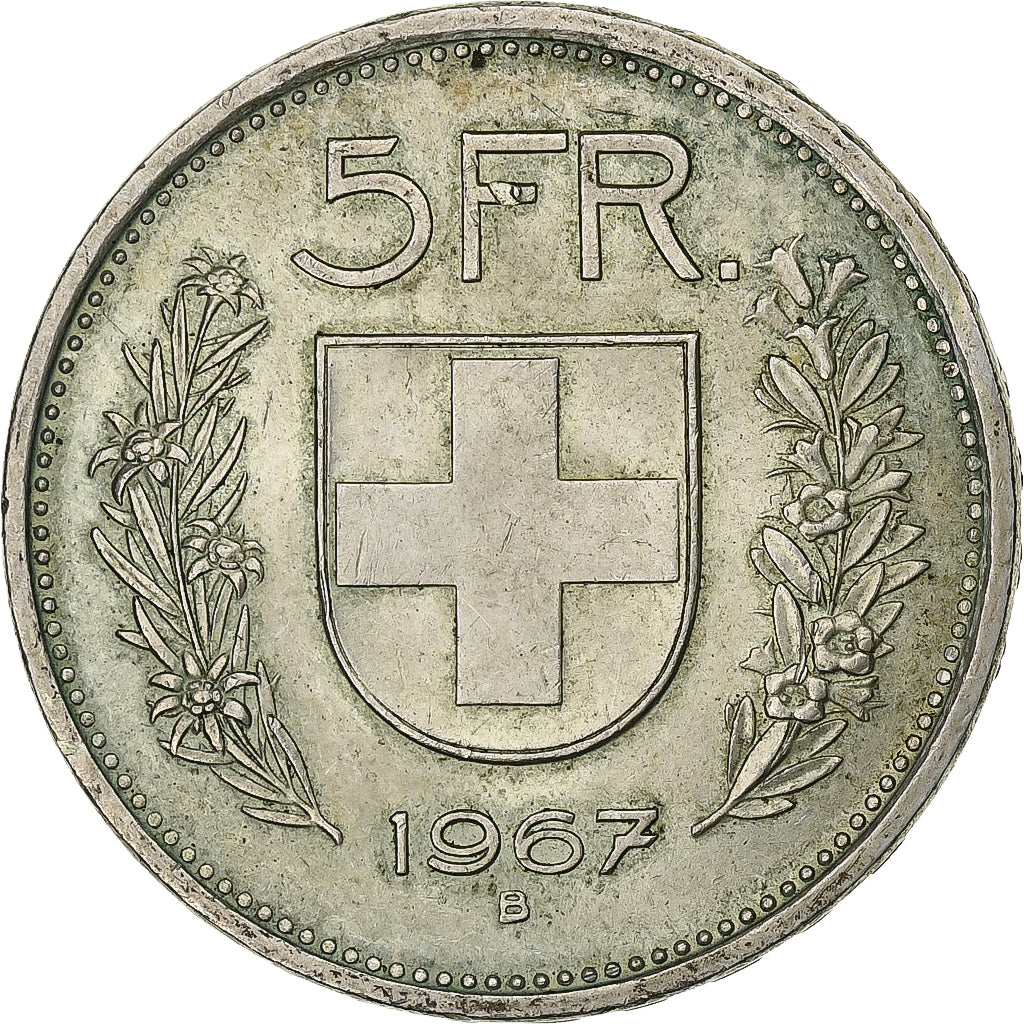 Schweiz, 5 Francs, 1967, Bern, Silber, SS+, KM:40