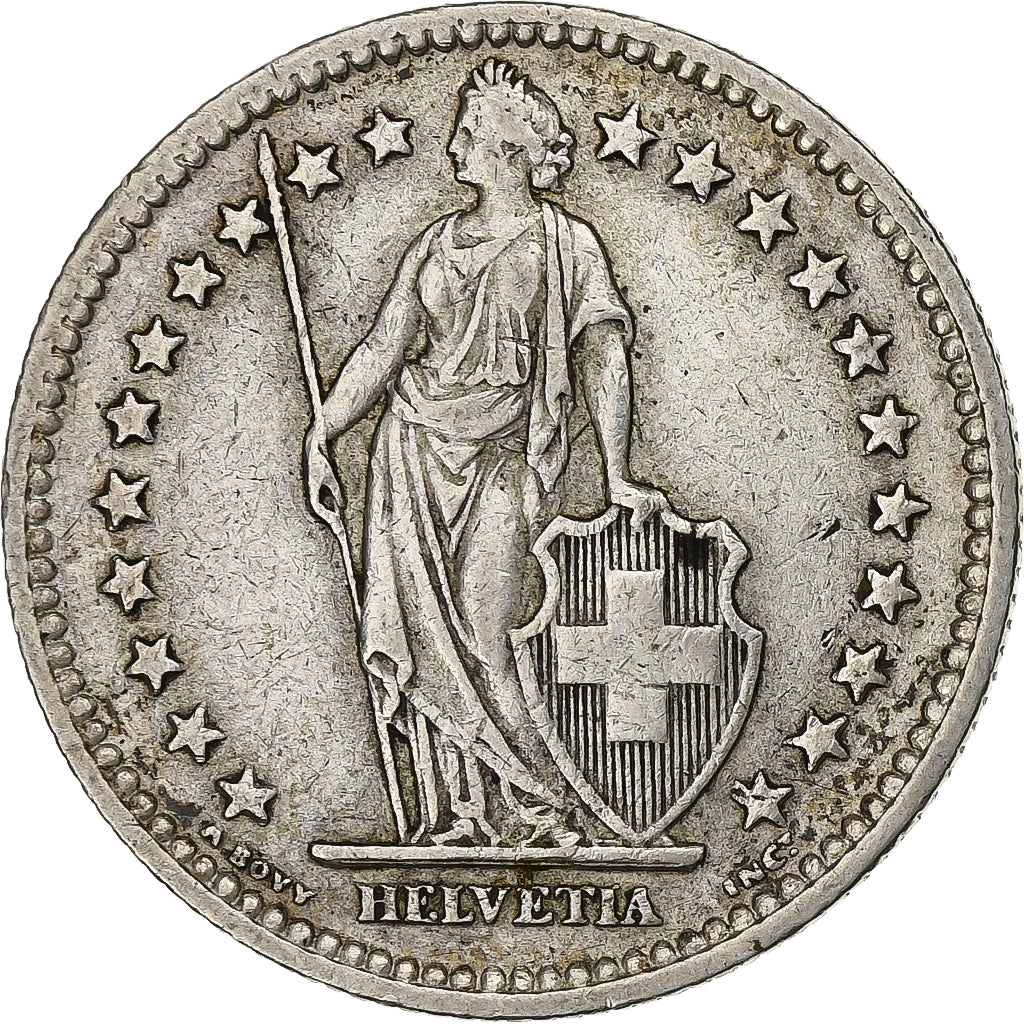 Szwajcaria, 2 Francs, 1945, Bern, Srebro, EF(40-45), KM:21
