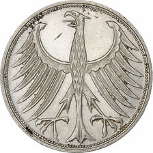ALEMANIA - REPÚBLICA FEDERAL, 5 Mark, 1966, Stuttgart, Plata, MBC+, KM:112.1