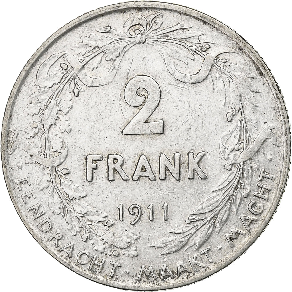Belgio, Albert I, 2 Francs, 2 Frank, 1911, Argento, BB, KM:75