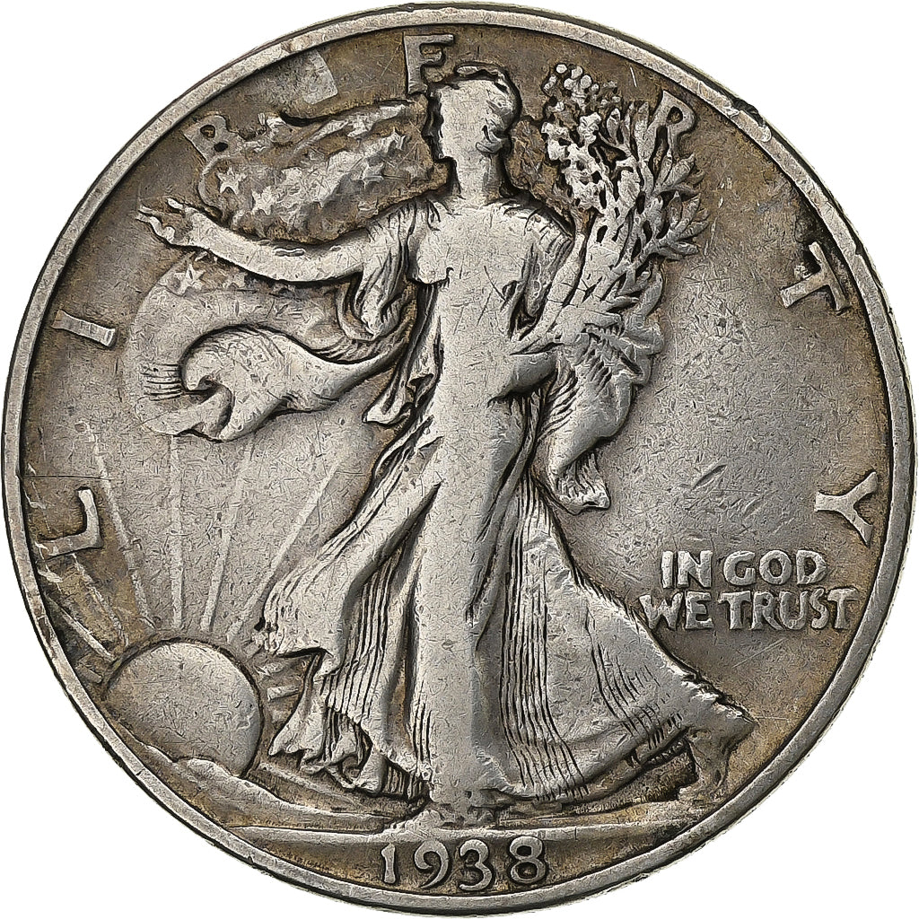 Stati Uniti, Half Dollar, Walking Liberty, 1938, U.S. Mint, Argento, BB, KM:142