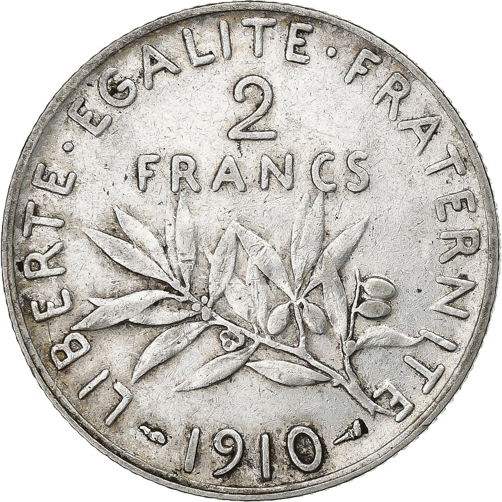 France, 2 Francs, Semeuse, 1910, Paris, Silver, EF(40-45), Gadoury:532, KM:845.1