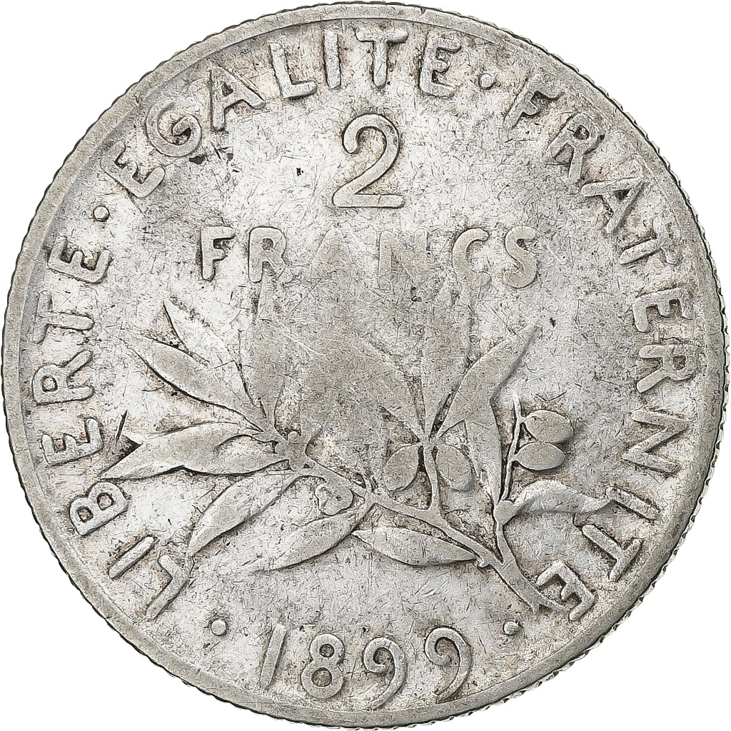 Frankrijk, 2 Francs, Semeuse, 1899, Paris, Zilver, FR, Gadoury:532, KM:845.1