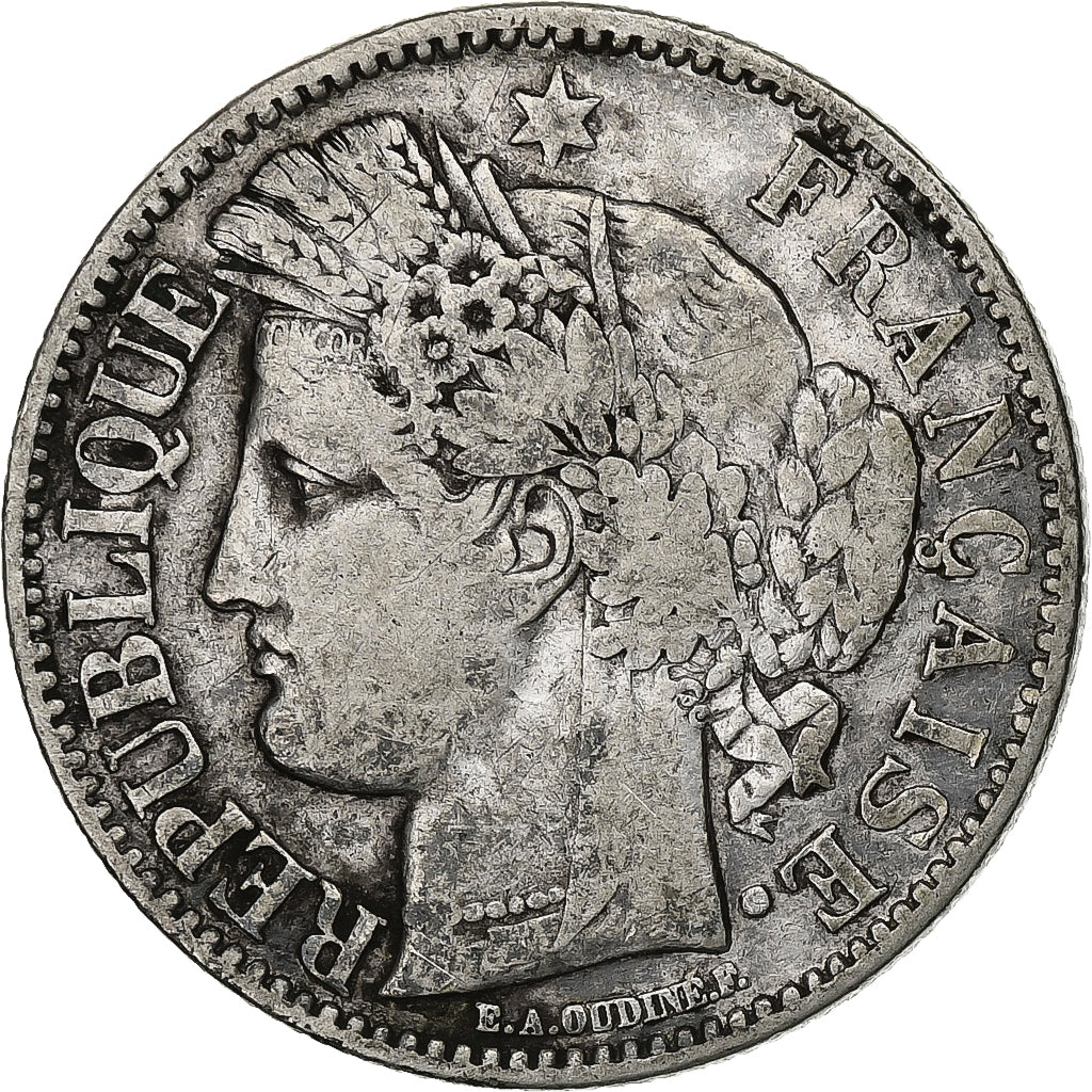 França, 2 Francs, Cérès, 1870, Paris, Prata, VF(30-35), Gadoury:530, KM:817.1