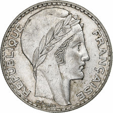France, 20 Francs, Turin, 1933, Paris, Rameaux courts, Silver, AU(50-53)