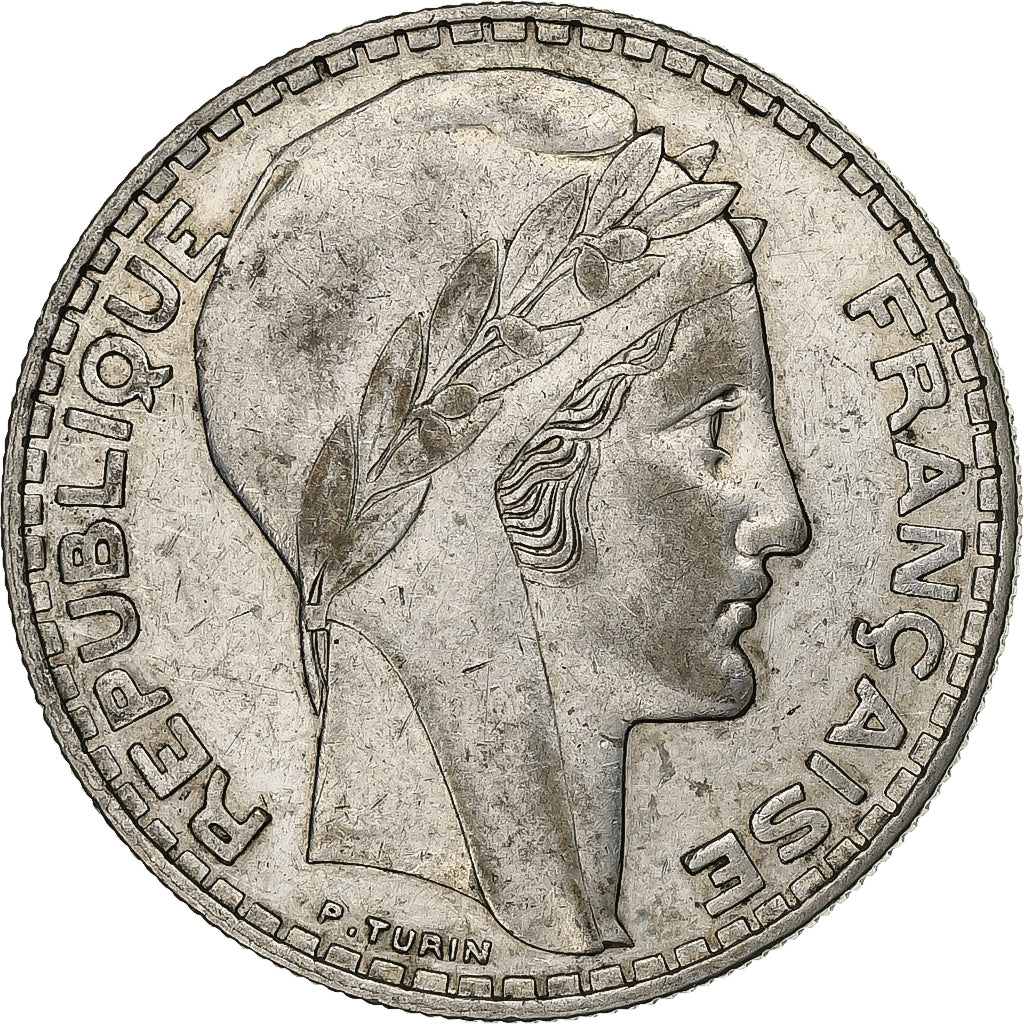 Francia, 20 Francs, Turin, 1933, Paris, Rameaux courts, Argento, BB+