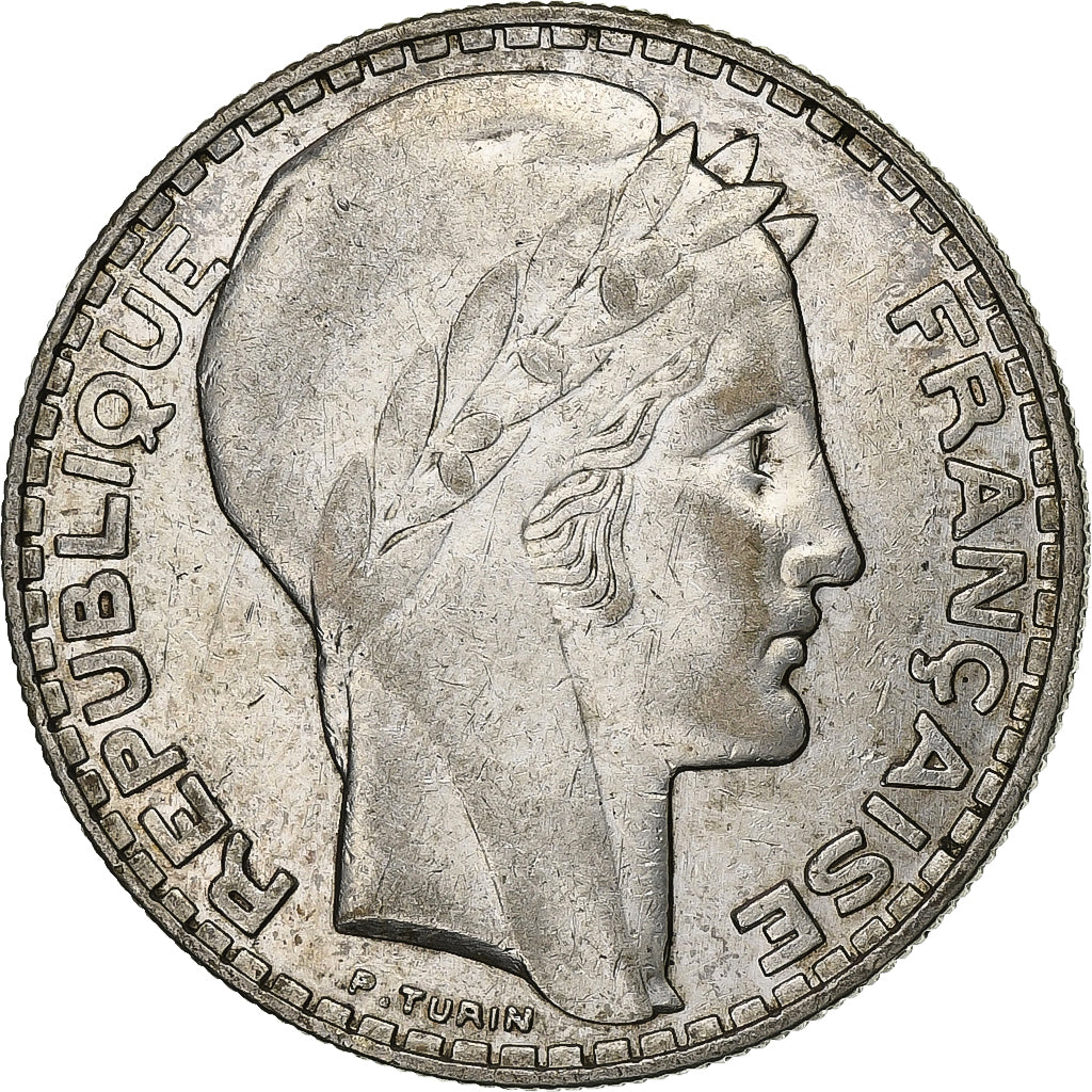 Francia, 20 Francs, Turin, 1933, Paris, Rameaux longs, Argento, BB+