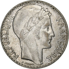 France, 20 Francs, Turin, 1933, Paris, Rameaux longs, Silver, AU(50-53)