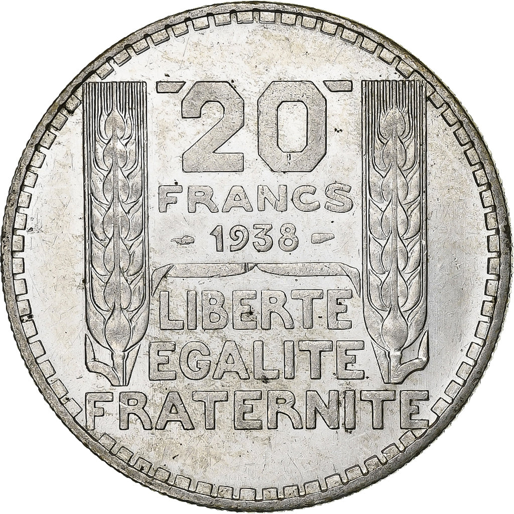 Frankrijk, 20 Francs, Turin, 1938, Paris, Zilver, PR, Gadoury:852, KM:879