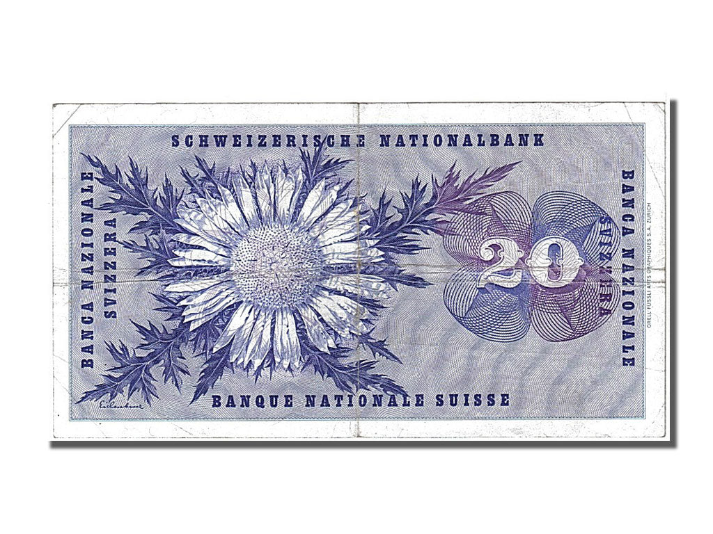 Banknote, Switzerland, 20 Franken, 1972, 1972-01-24, AU(50-53)