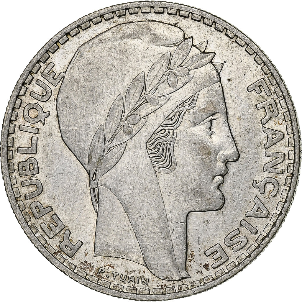 Francia, 20 Francs, Turin, 1938, Paris, Argento, BB+, Gadoury:852, KM:879