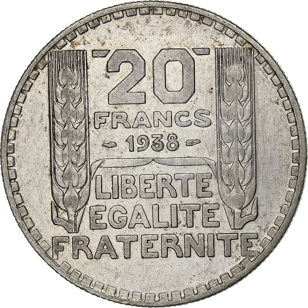 Francia, 20 Francs, Turin, 1938, Paris, Argento, BB+, Gadoury:852, KM:879