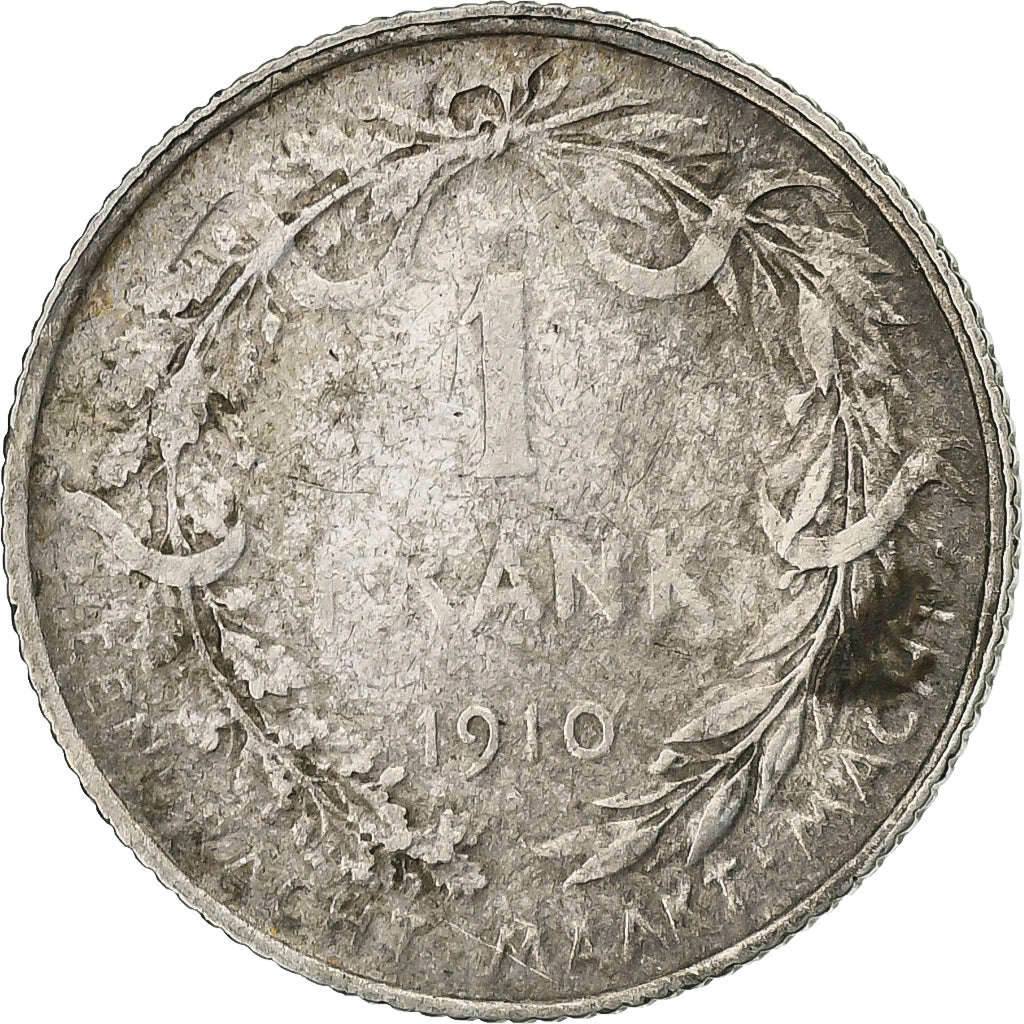 België, Albert I, Franc, 1910, Zilver, FR+, KM:73.1