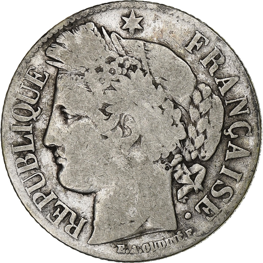 France, Franc, Cérès, 1871, Paris, Silver, VF(20-25), Gadoury:465, KM:822.1