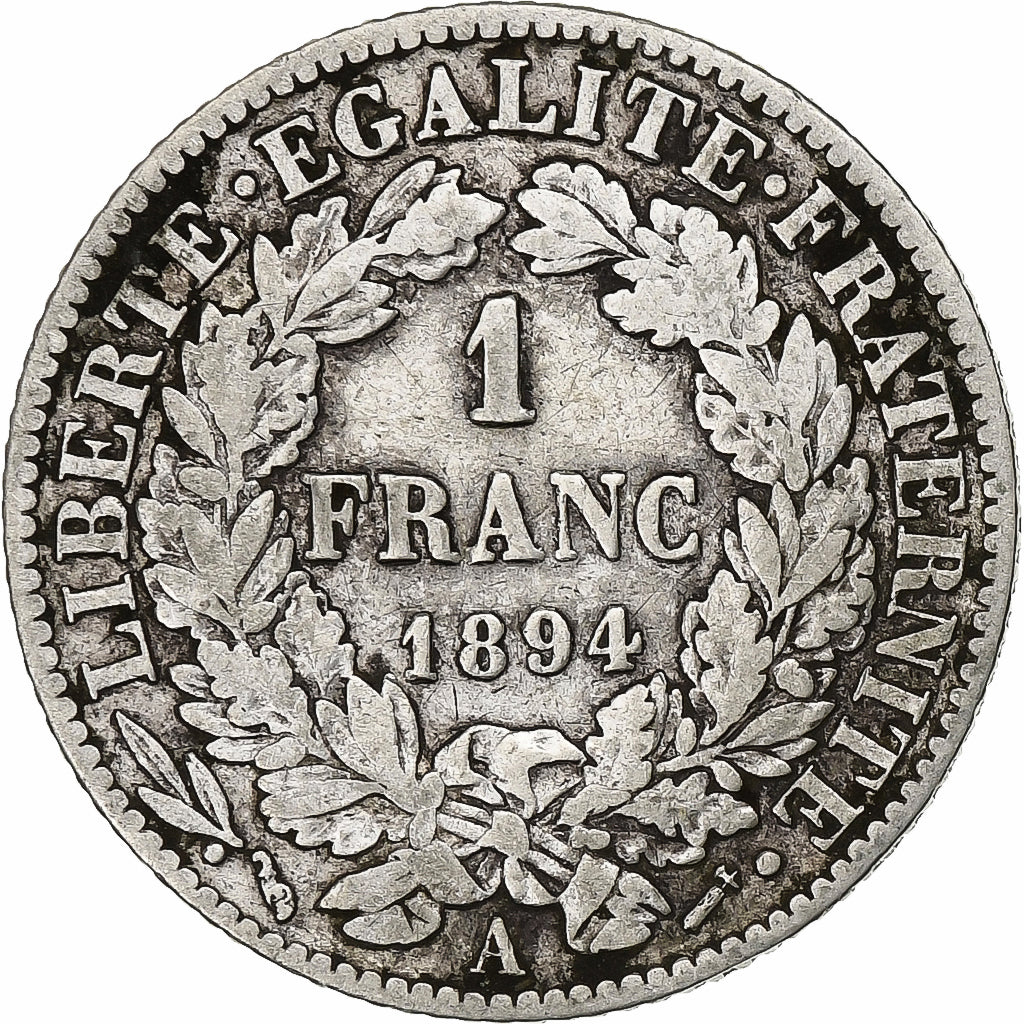 Francia, Franc, Cérès, 1894, Paris, Argento, MB, Gadoury:465a, KM:822.1