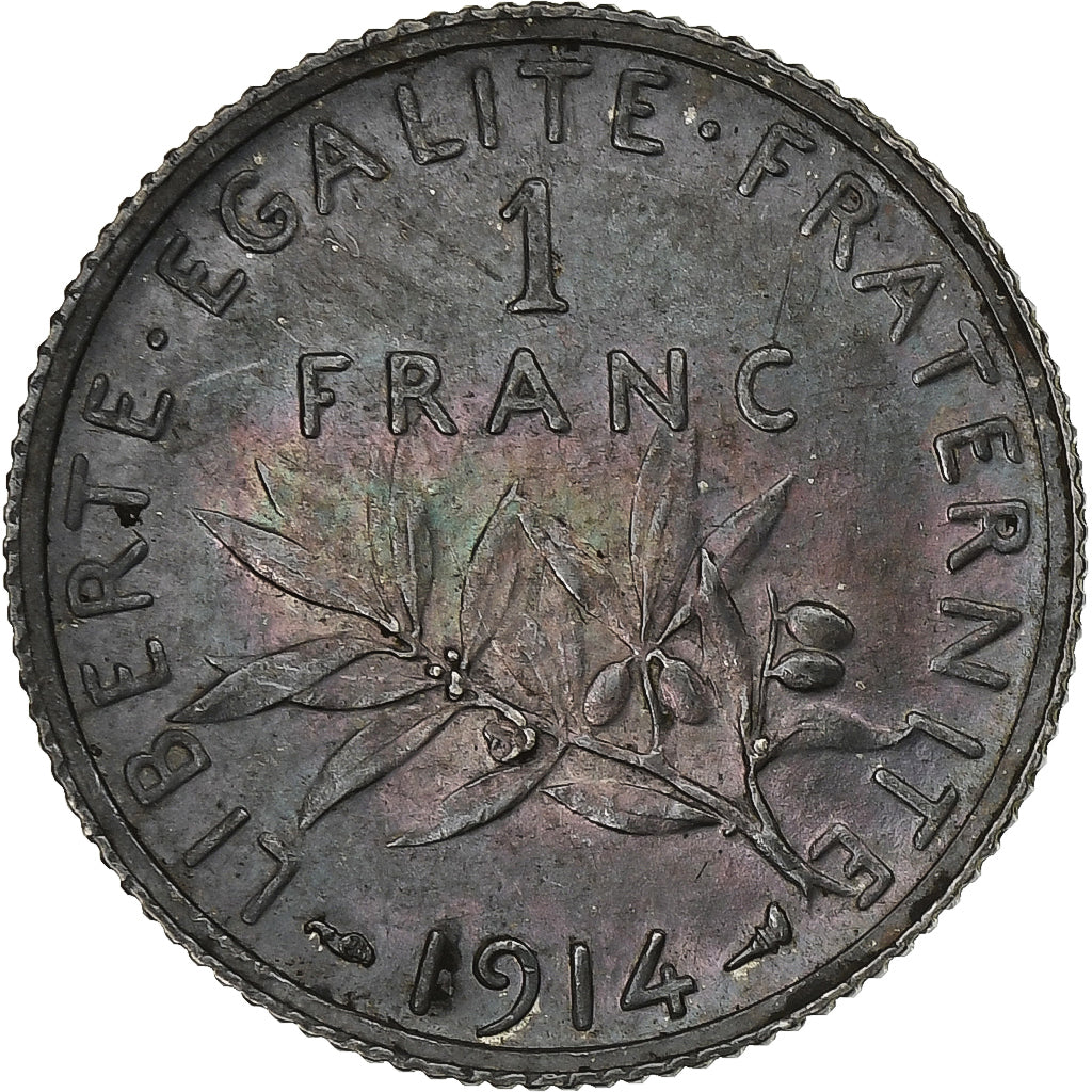France, Franc, Semeuse, 1914, Paris, Silver, MS(60-62), Gadoury:467, KM:844.1