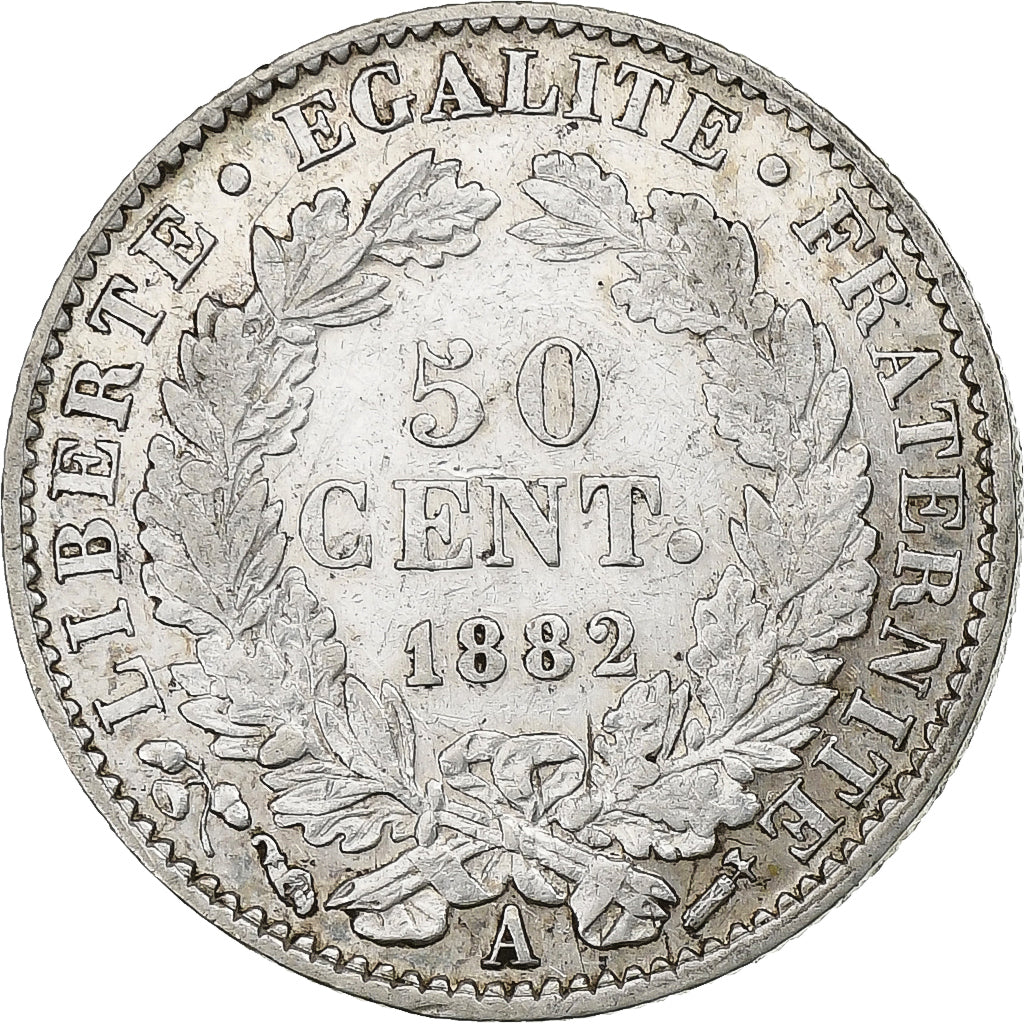 France, 50 Centimes, Cérès, 1882, Paris, Silver, EF(40-45), Gadoury:419a
