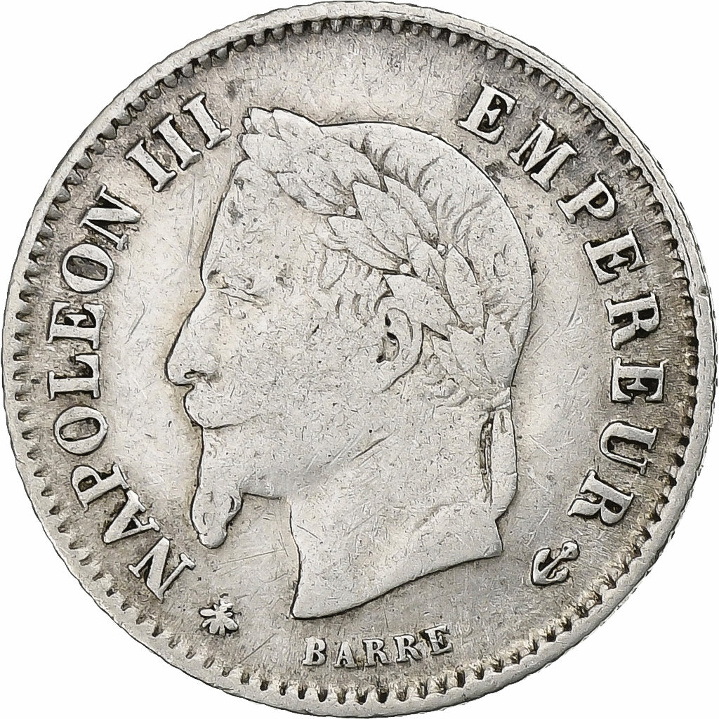 Francja, Napoleon III, 20 Centimes, 1867, Paris, Srebro, VF(30-35), Gadoury:309