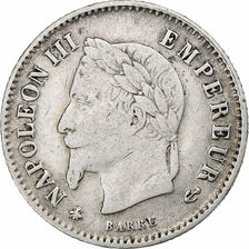 Francja, Napoleon III, 20 Centimes, 1867, Paris, Srebro, VF(30-35), Gadoury:309
