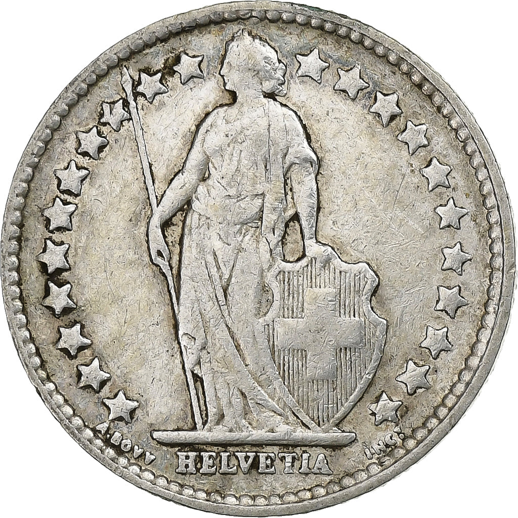 Suiza, 1/2 Franc, 1910, Bern, Plata, MBC, KM:23