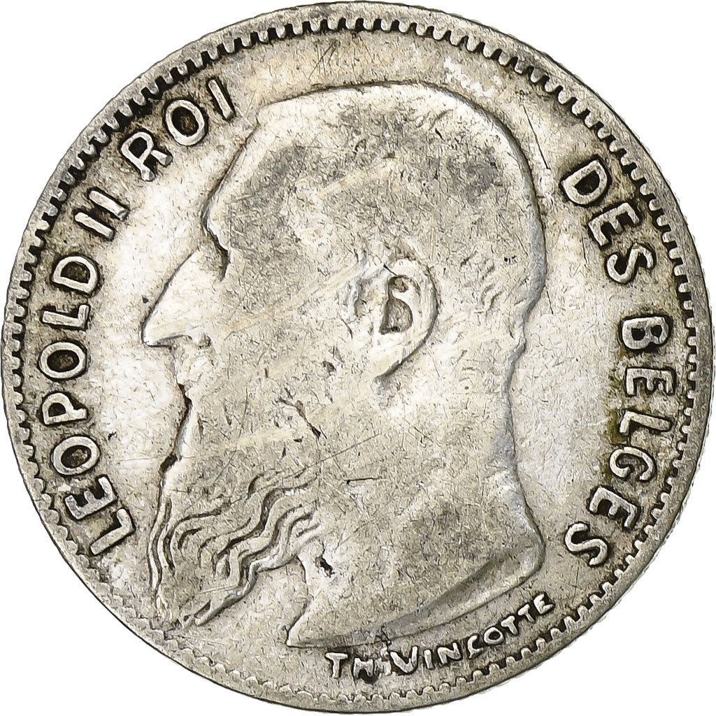 België, Leopold II, 50 Centimes, 1909, Zilver, FR+, KM:60.1