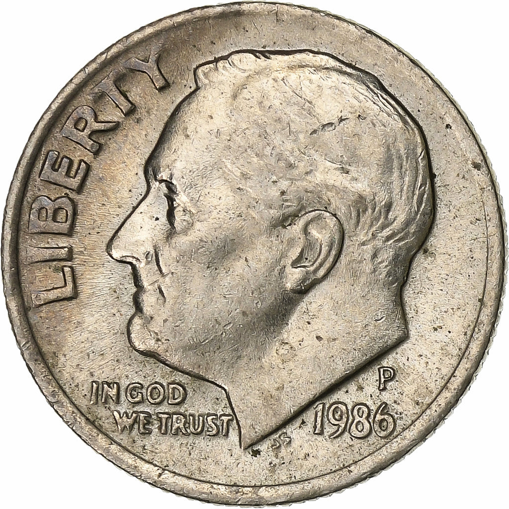 Verenigde Staten, Dime, Roosevelt, 1986, U.S. Mint, Copper-Nickel Clad Copper