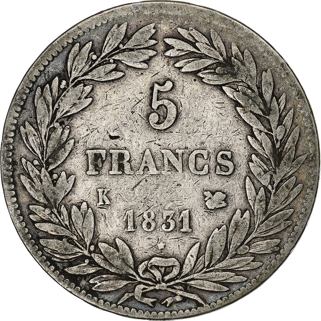 Frankrijk, Louis-Philippe I, 5 Francs, 1831, Bordeaux, Zilver, FR+, Gadoury:676